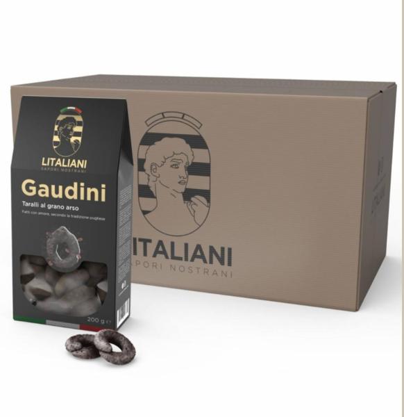 Gaudini 24 Packungen Taralli mit Grano Arso (verbranntem Weizen) 4800 g I Inhalt: 24 Packungen a 200 g