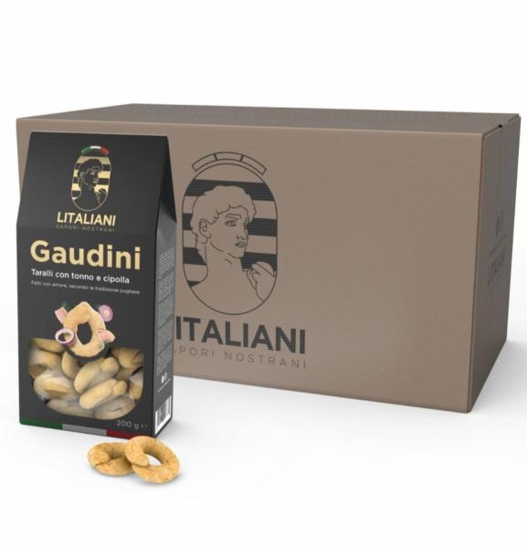 Gaudini 24 Packungen Taralli mit Thunfisch & Zwiebel 4800 g I Inhalt: 24 Packungen a 200 g