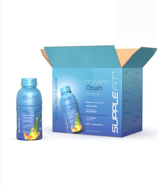 Myvera Crush Man+ Nahrungsergänzungsmittel in Einzelflaschen à 285 ml (6er Pack) I Inhalt: 1710 ML