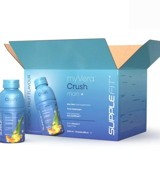 Myvera Crush Man+ Nahrungsergänzungsmittel in Einzelflaschen à 285 ml (12er Pack) I Inhalt: 3420 ML